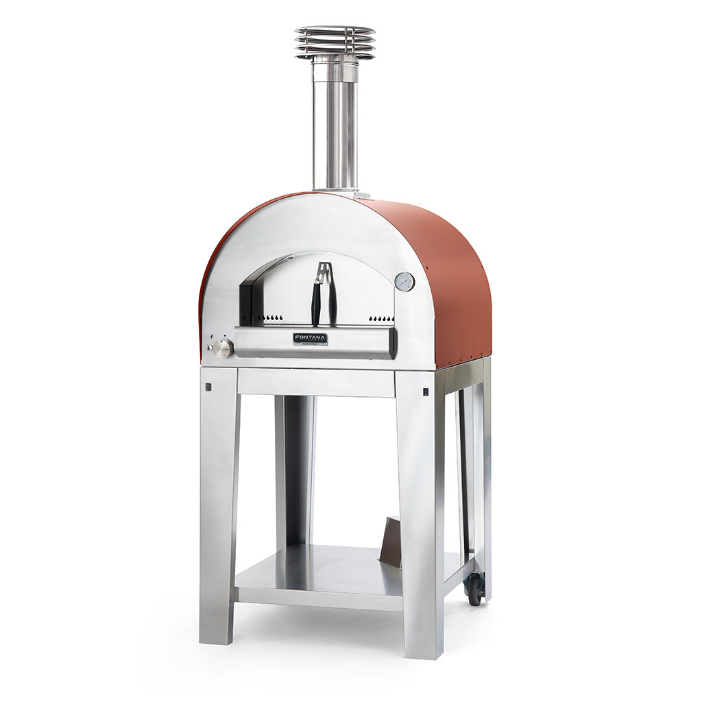 NAPOLI Hybrid Gas & Wood Oven On Stainless Cart