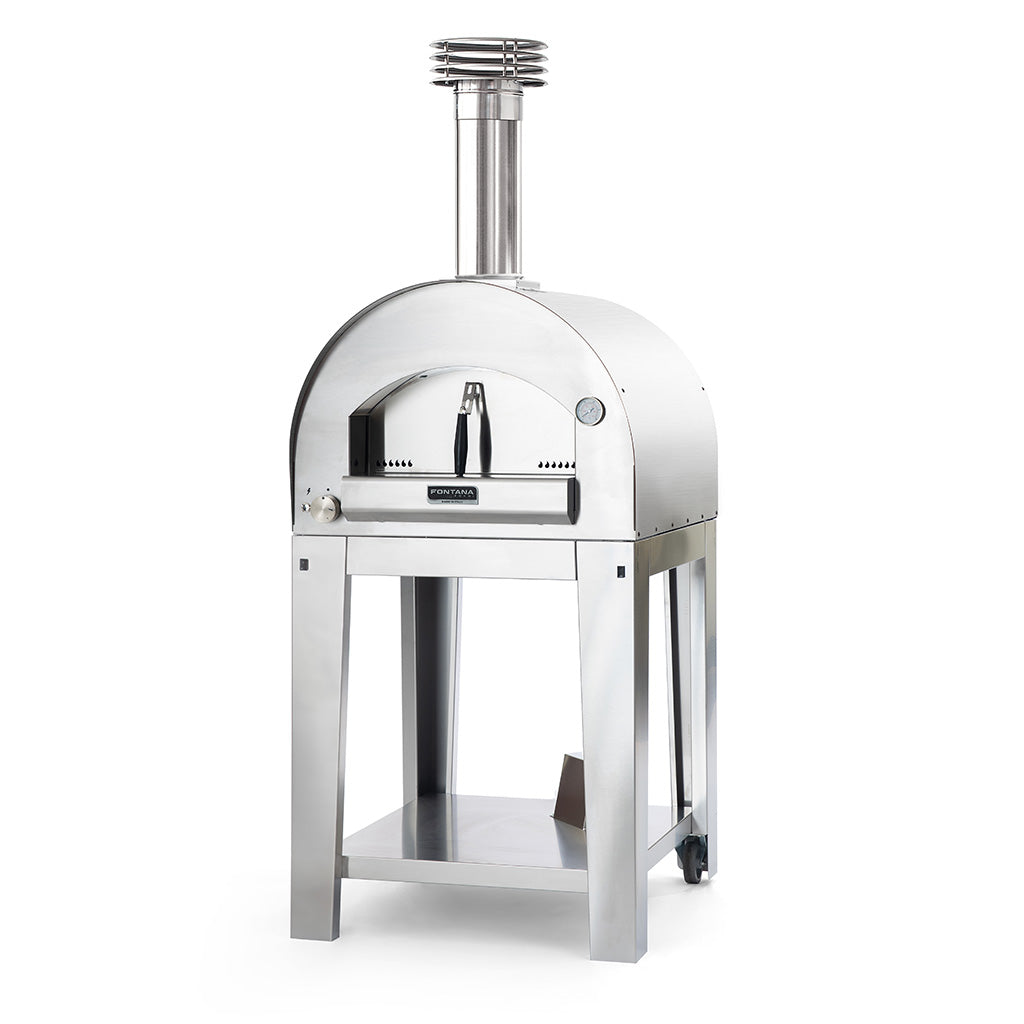 NAPOLI Hybrid Gas & Wood Oven On Stainless Cart