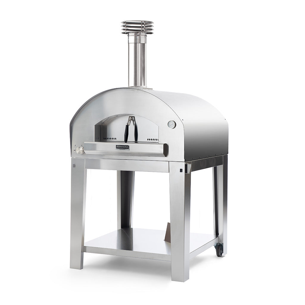 ROMA Hybrid Gas & Wood Oven On Stainless Cart