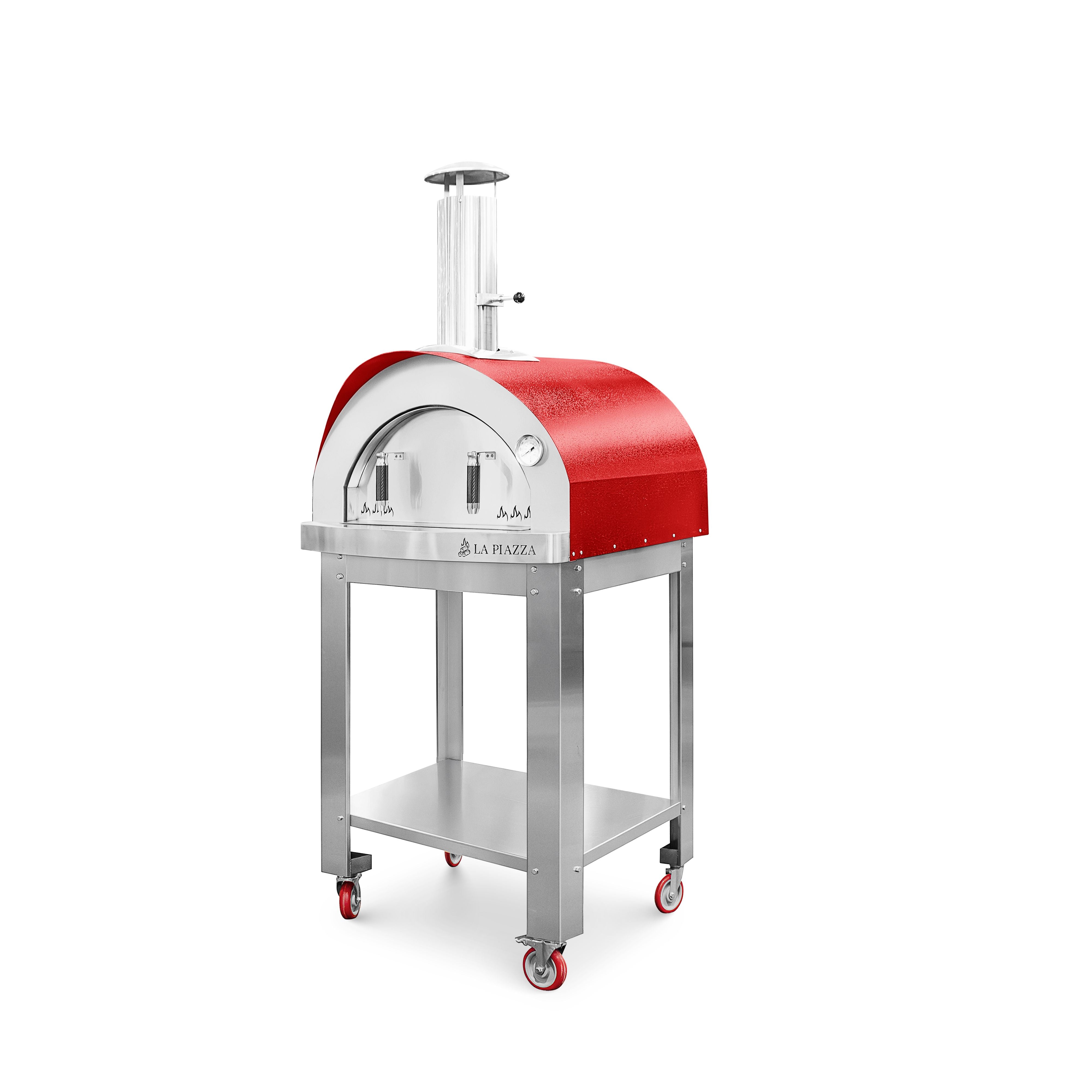 Piccolo Wood Oven with Stainless Steel Base - Red