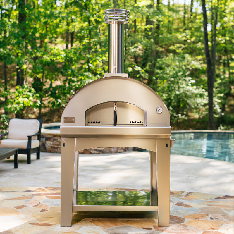 Mangiafuoco Wood Oven on Stainless Cart