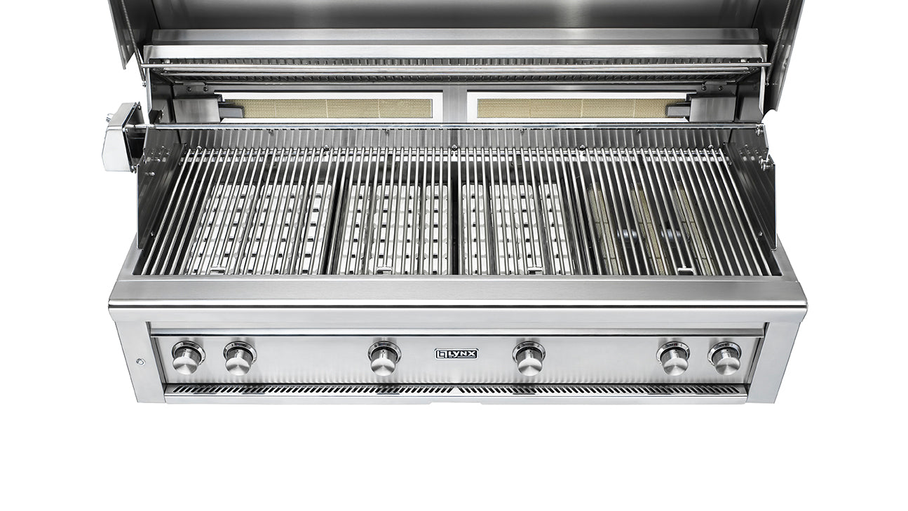 54" Professional Freestanding Grill with 1 Trident Infrared Burner and 3 Ceramic Burners and Rotisserie (L54TRF)