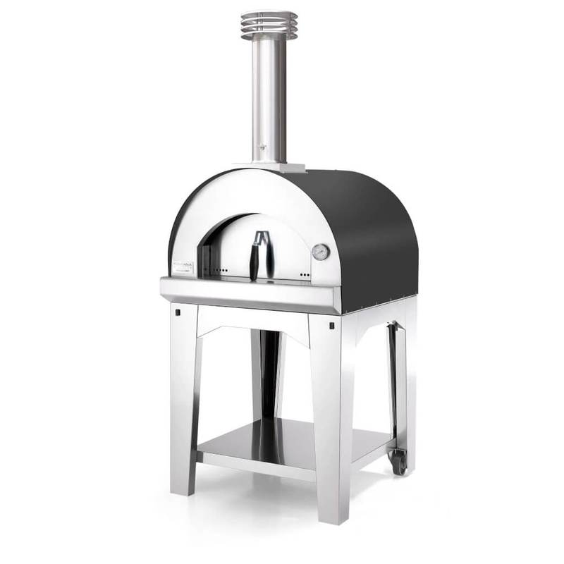 Margherita Wood Oven on Stainless Cart