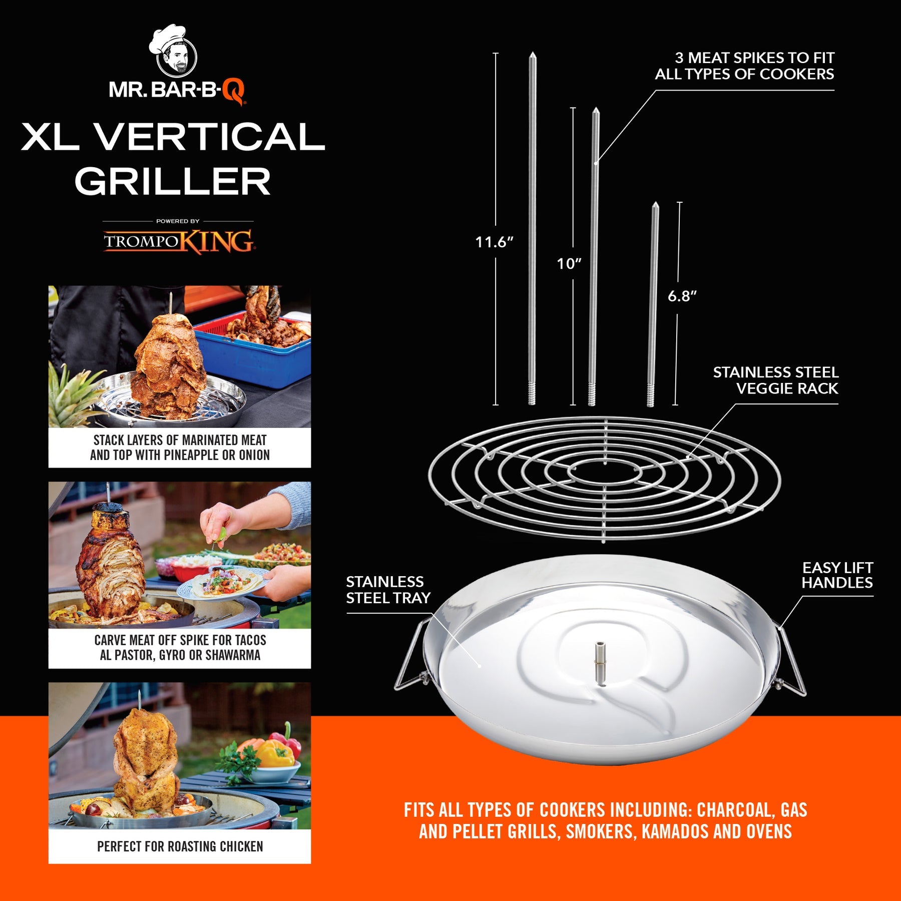 XL Trompo King Vertical Griller with Grate