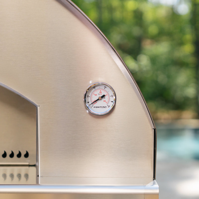 Mangiafuoco Rosso Wood Oven on Stainless Cart SHOWROOM DISPLAY