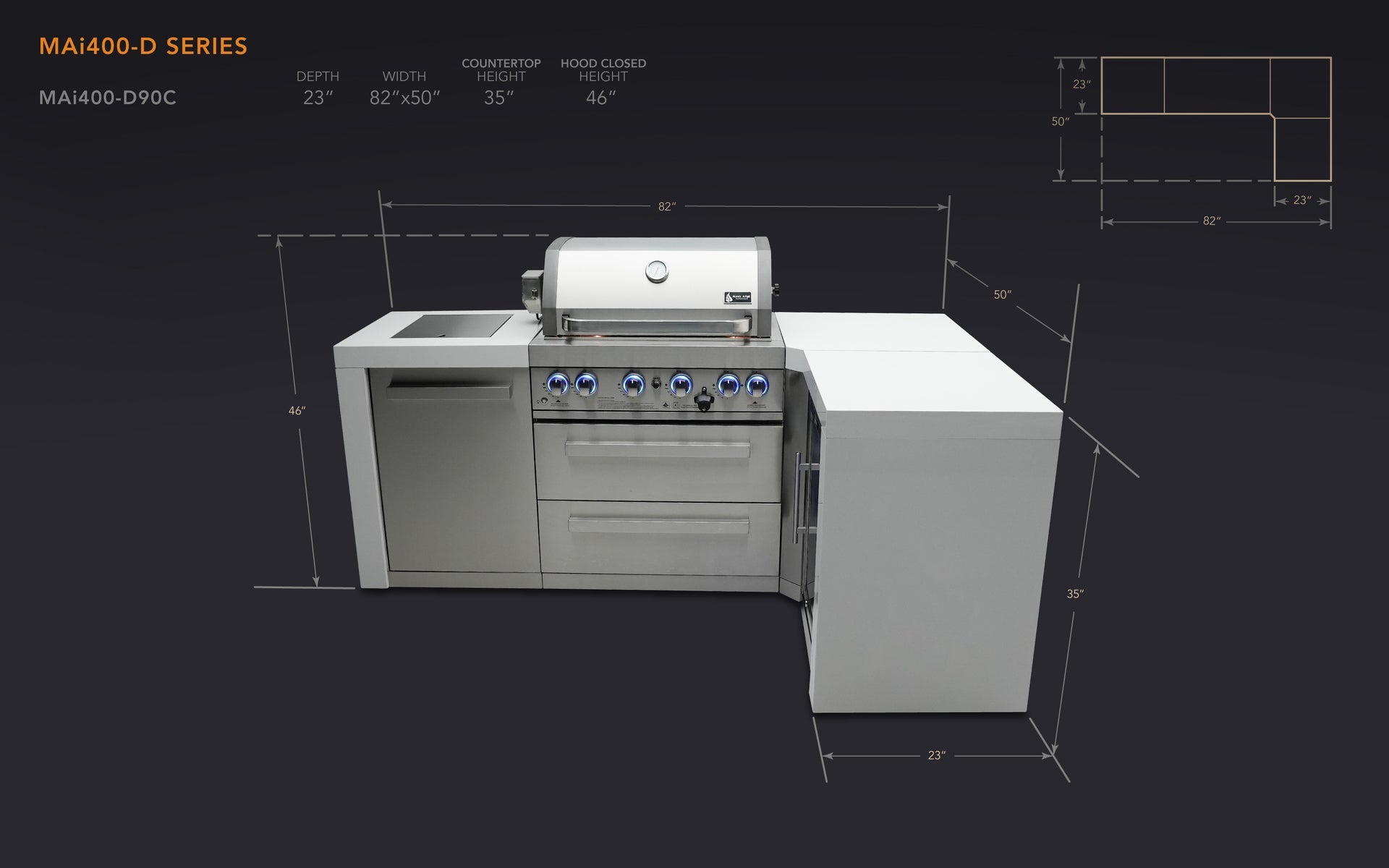 400 4-Burner Deluxe L-Shape Island