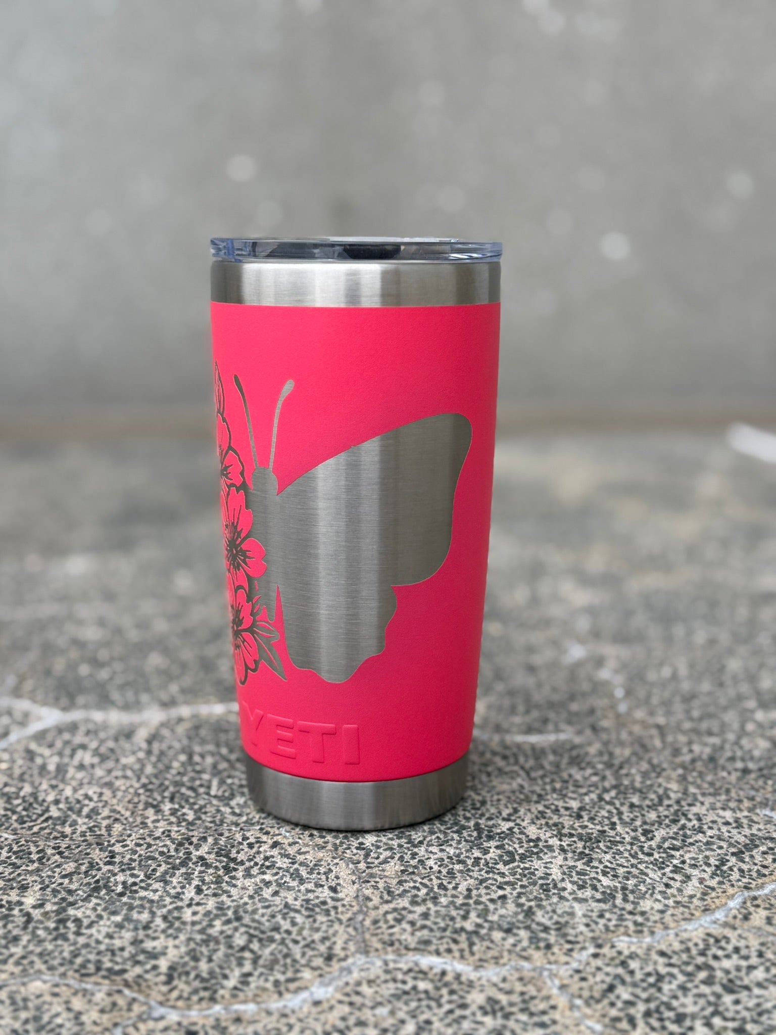 20 oz. / 591ml Tropical Pink Tumbler with Engraved Design