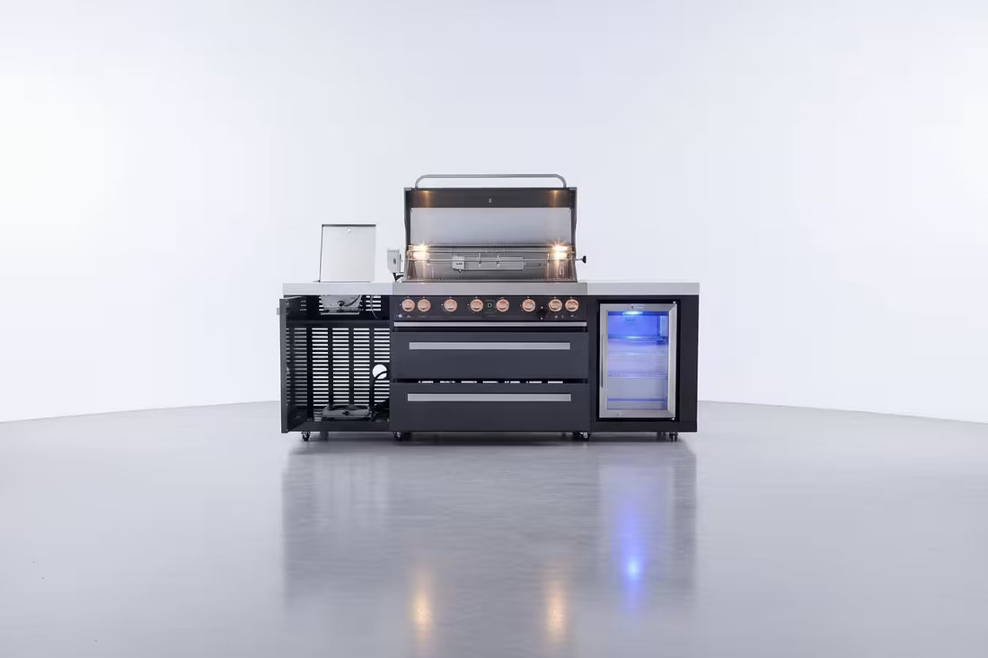 805 6-Burner Black Series Island w/ Fridge