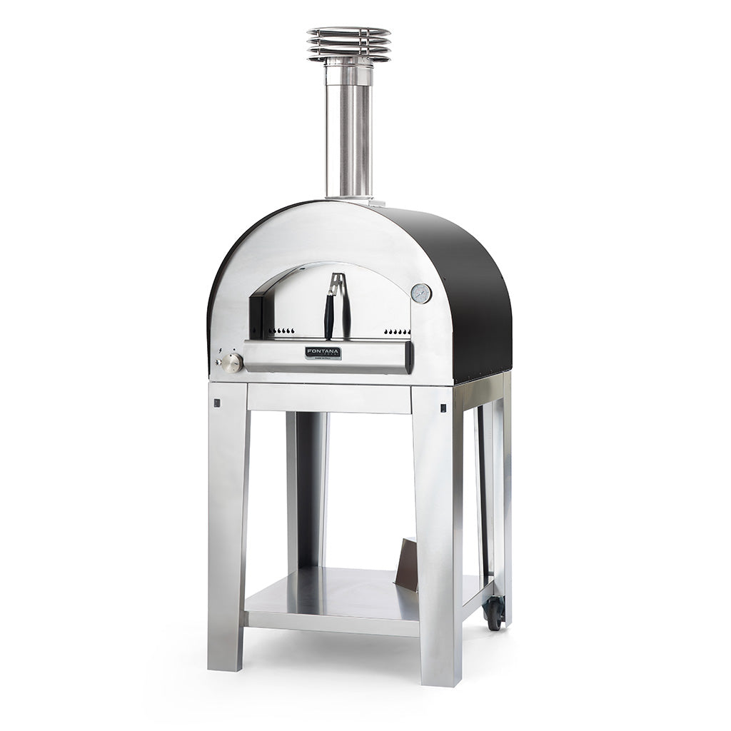 NAPOLI Hybrid Gas & Wood Oven On Stainless Cart
