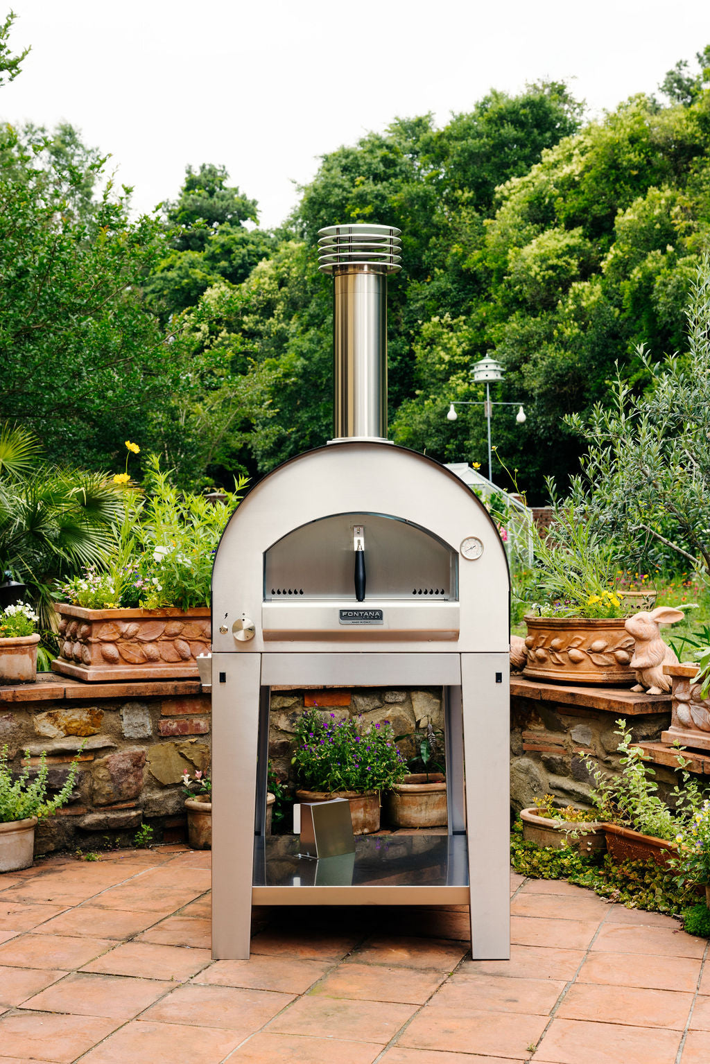 NAPOLI Hybrid Gas & Wood Oven On Stainless Cart