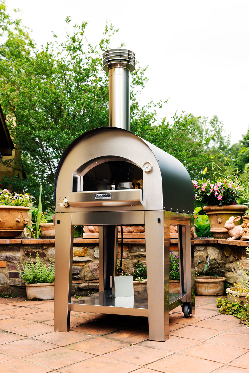 NAPOLI Hybrid Gas & Wood Oven On Stainless Cart