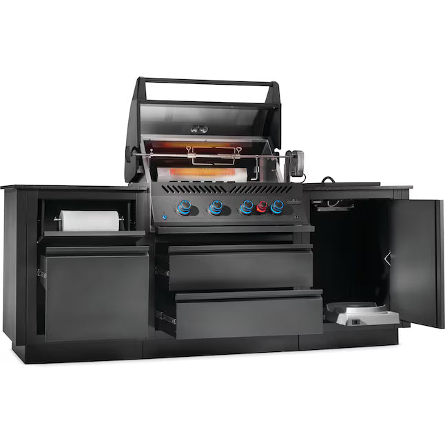 OASIS 301 Outdoor Kitchen w/ Built-in 700 Series 32 Grill - Matte Black
