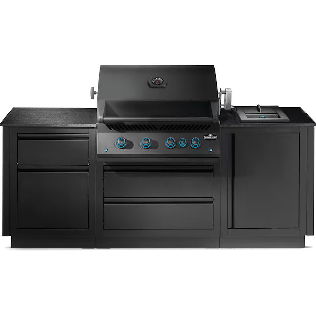 OASIS 301 Outdoor Kitchen w/ Built-in 700 Series 32 Grill - Matte Black