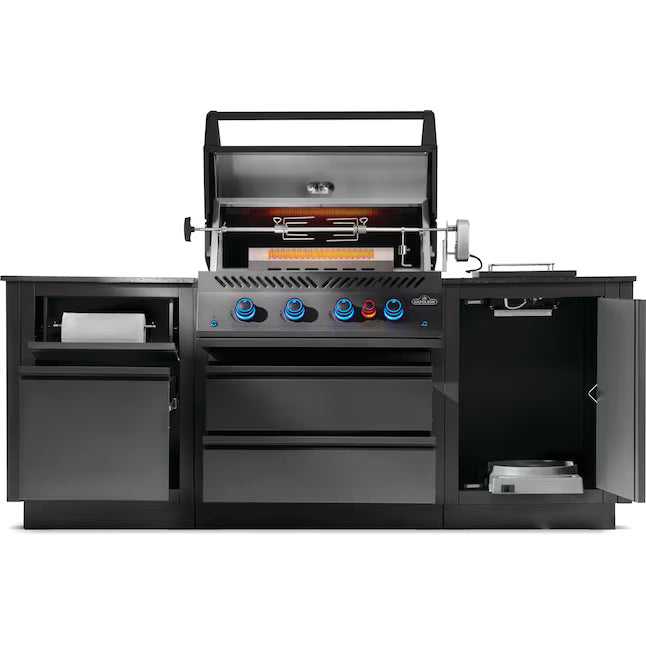 OASIS 301 Outdoor Kitchen w/ Built-in 700 Series 32 Grill - Matte Black
