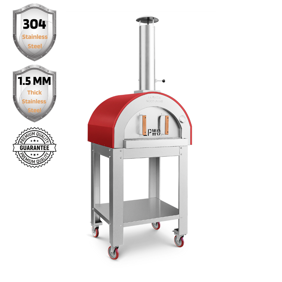 Piccolo Wood Oven with Stainless Steel Base - Red (2023)