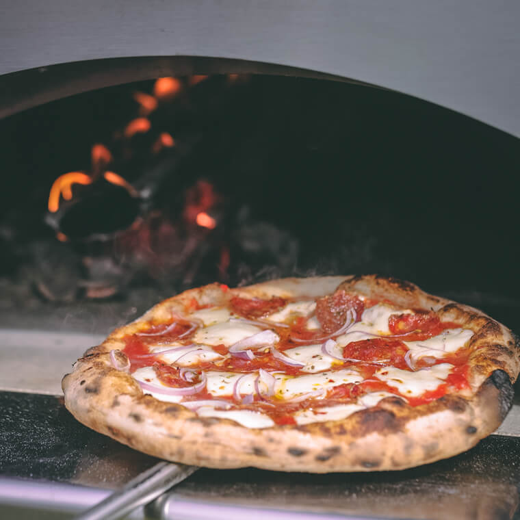 Mangiafuoco Rosso Wood Oven on Stainless Cart SHOWROOM DISPLAY