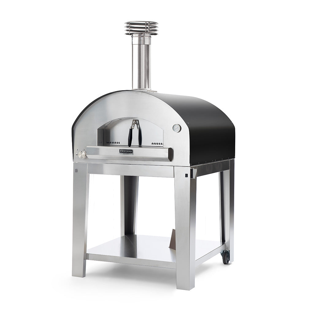 ROMA Hybrid Gas & Wood Oven On Stainless Cart