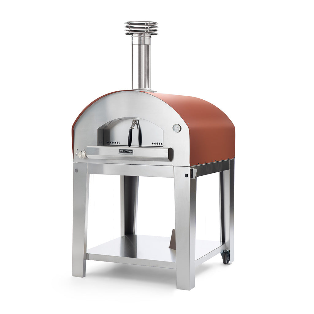 ROMA Hybrid Gas & Wood Oven On Stainless Cart