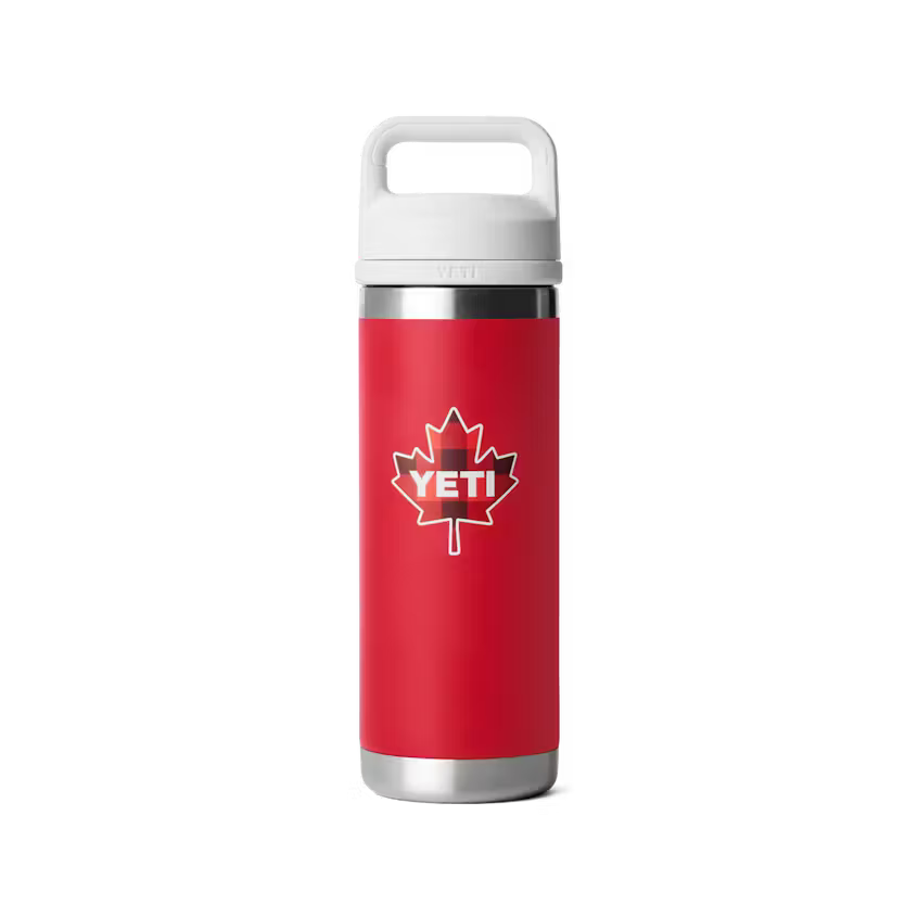 18 oz. / 532ml Bottle w/ Chug Cap - Red/White w/ Canada Badge