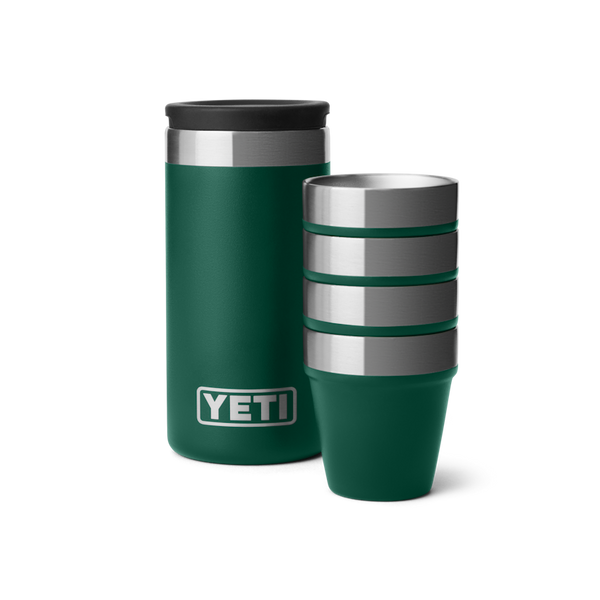 Yeti Shot Glasses - 4 Pack w/ Carrying Case - Black Forest Green