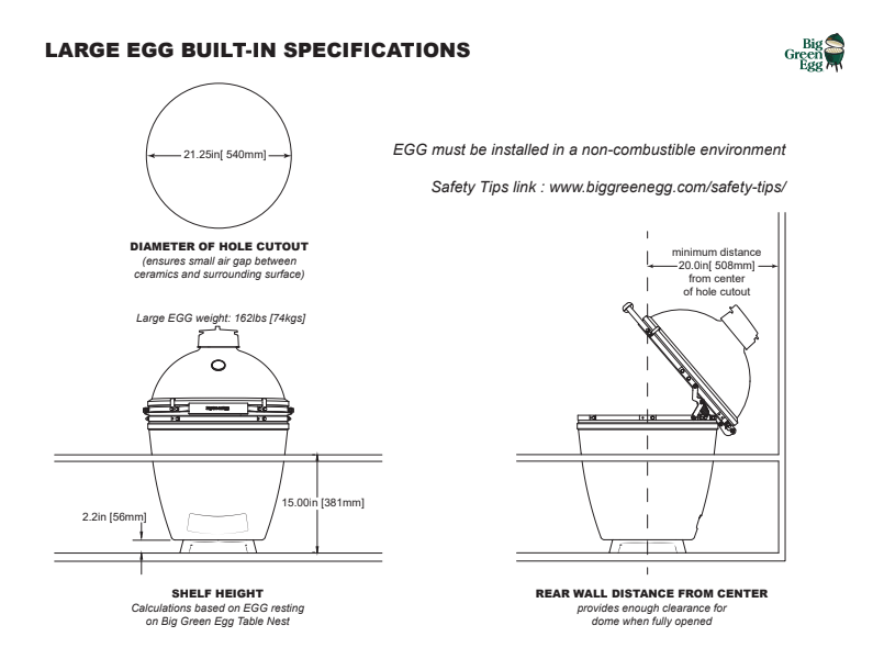 Large BGE Built-in Kit 18"