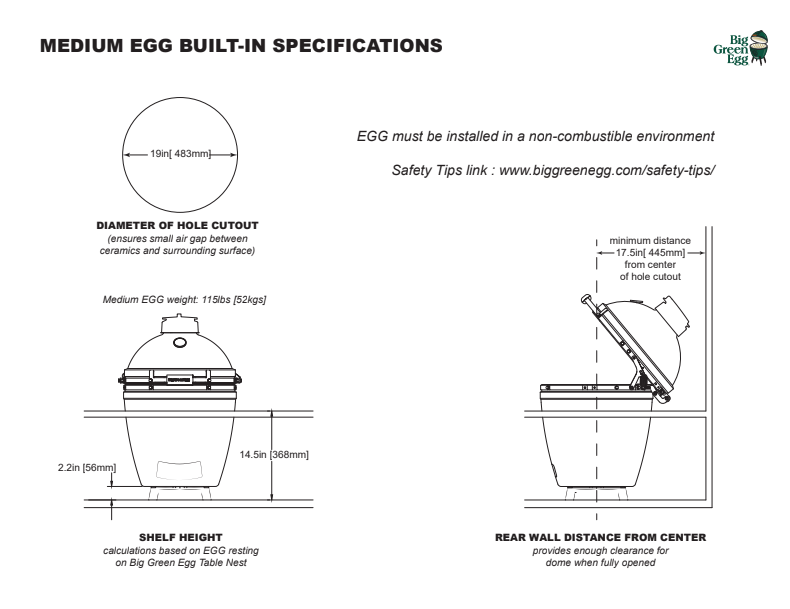 Medium BGE Built-in Kit 15"