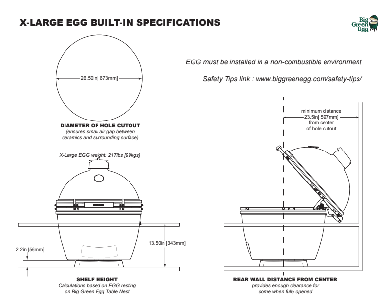 XLarge BGE Built-in Kit 24"
