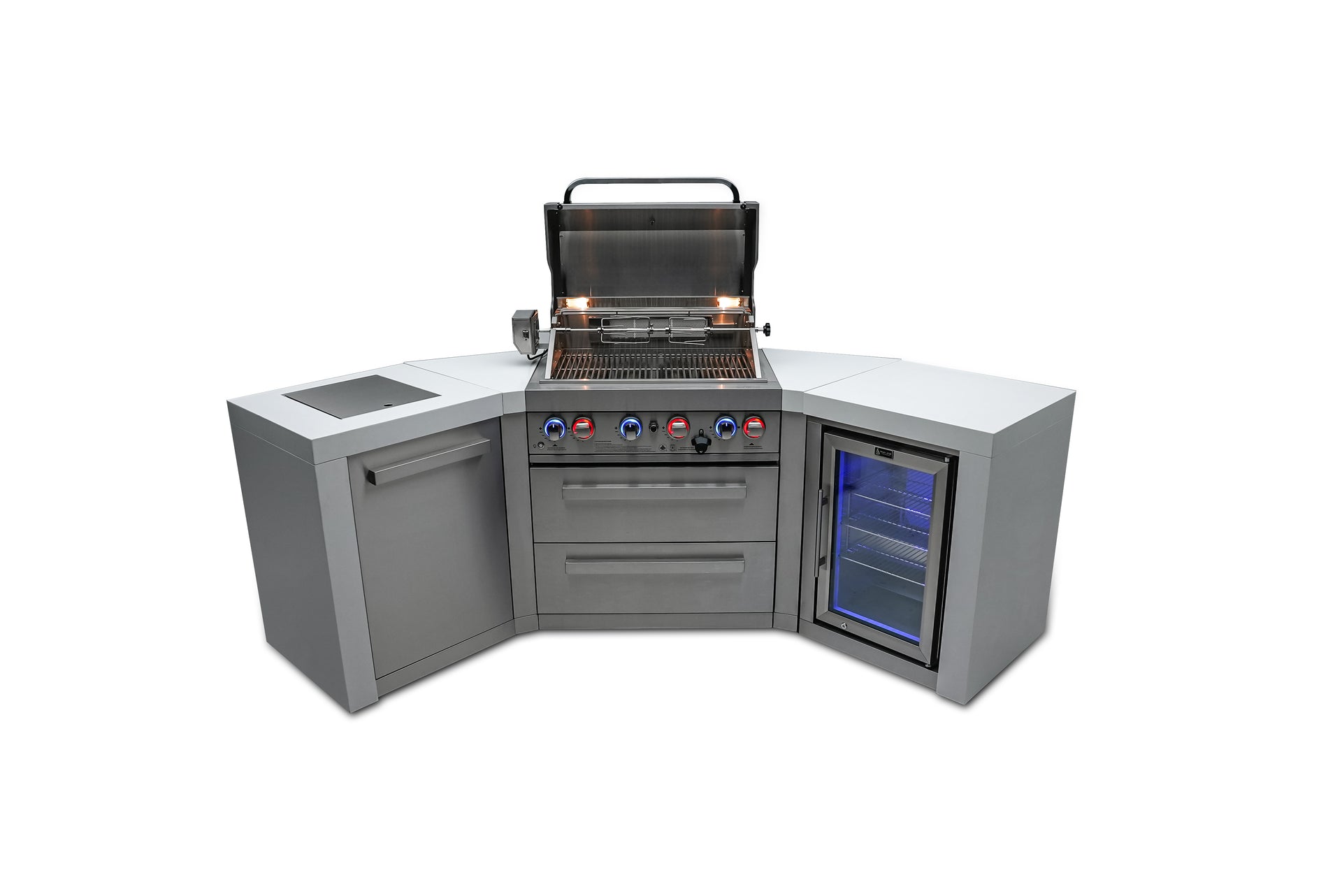 400 4-Burner Deluxe Island w/ Fridge & 45 Degree Corners