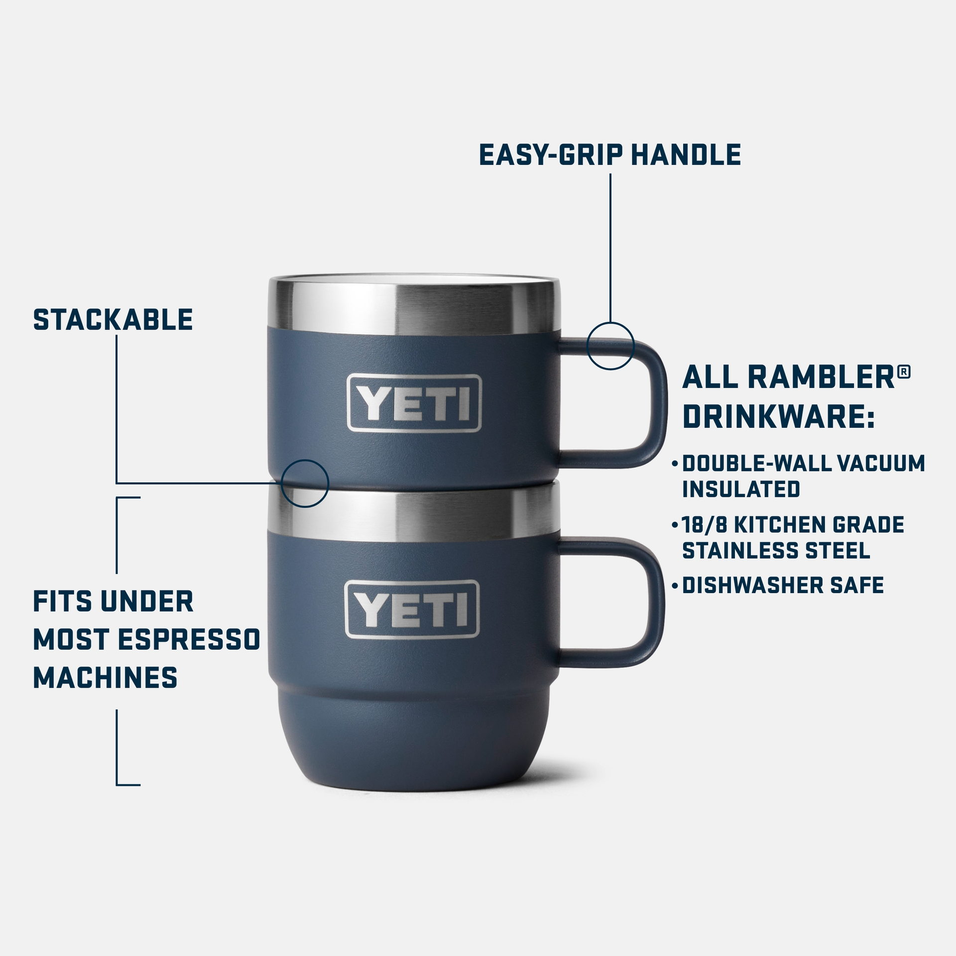 6 oz. / 177ml Stackable Mugs - Navy (2 pack)