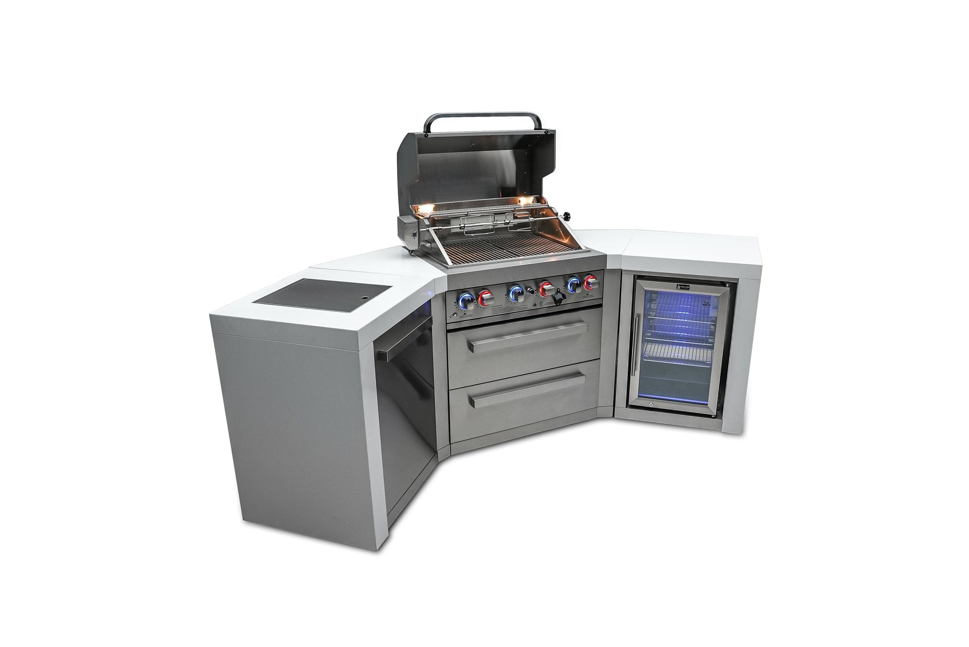 400 4-Burner Deluxe Island w/ Fridge & 45 Degree Corners