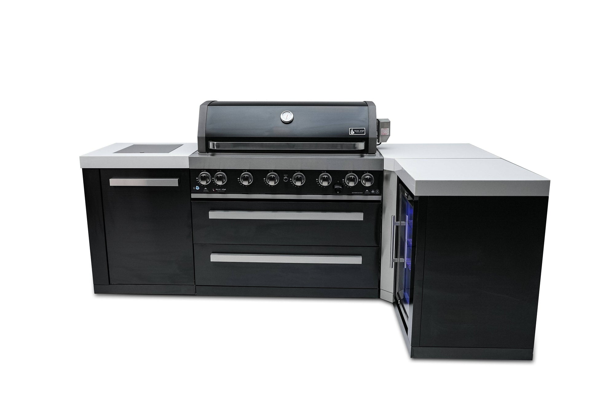 805 6-Burner Black Series L-Shape Island w/ Fridge