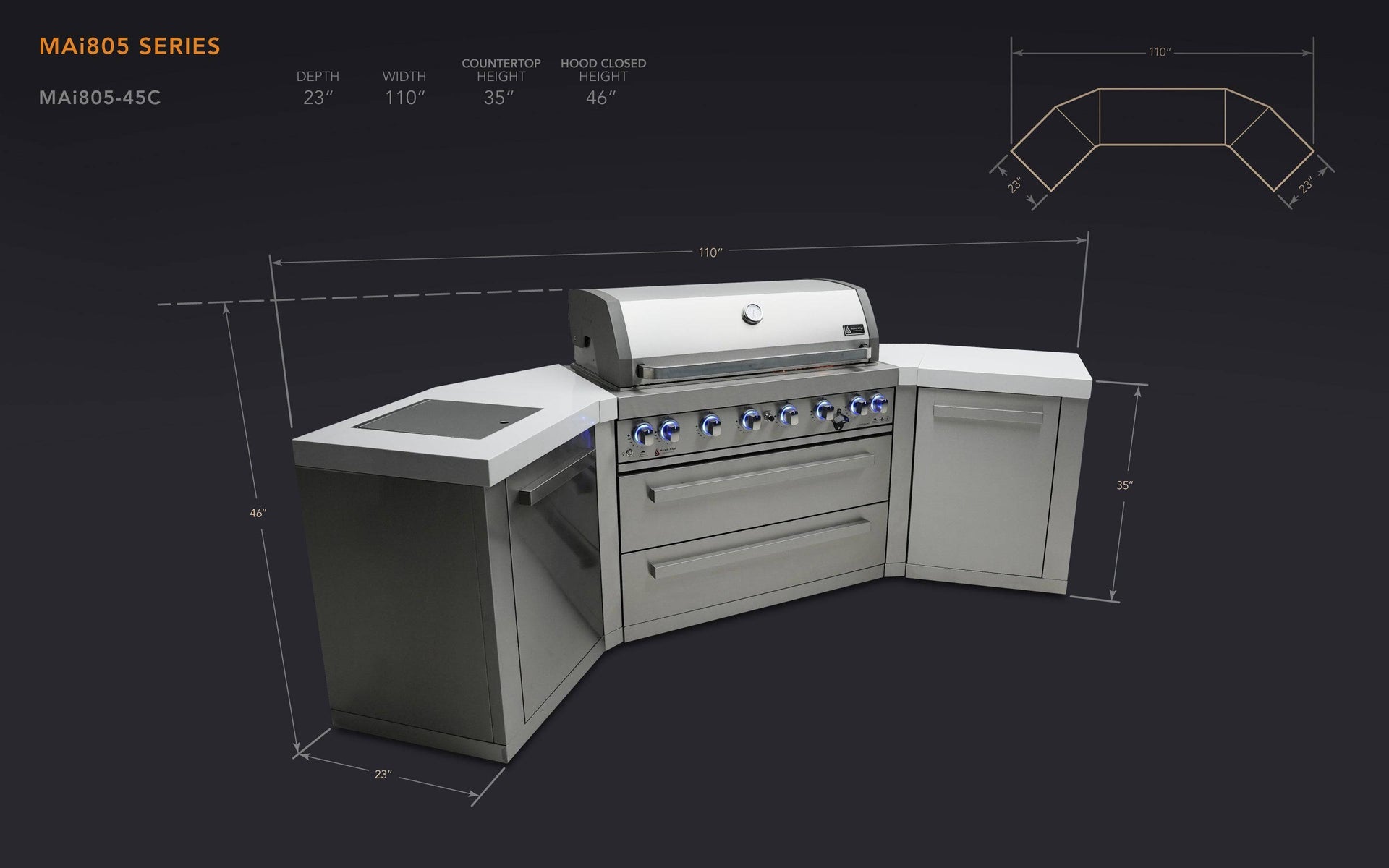 805 6-Burner Original Series Island w/ 45 Degree Corners