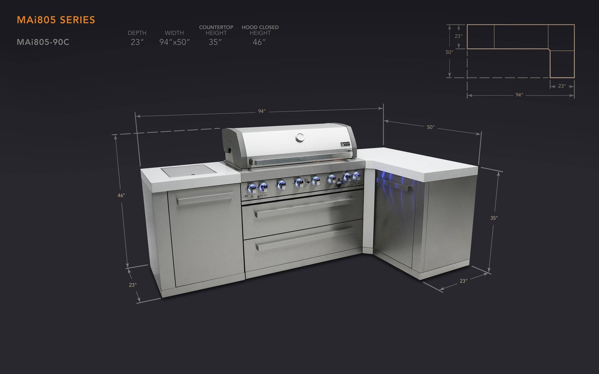 805 6-Burner Original Series L-Shape Island