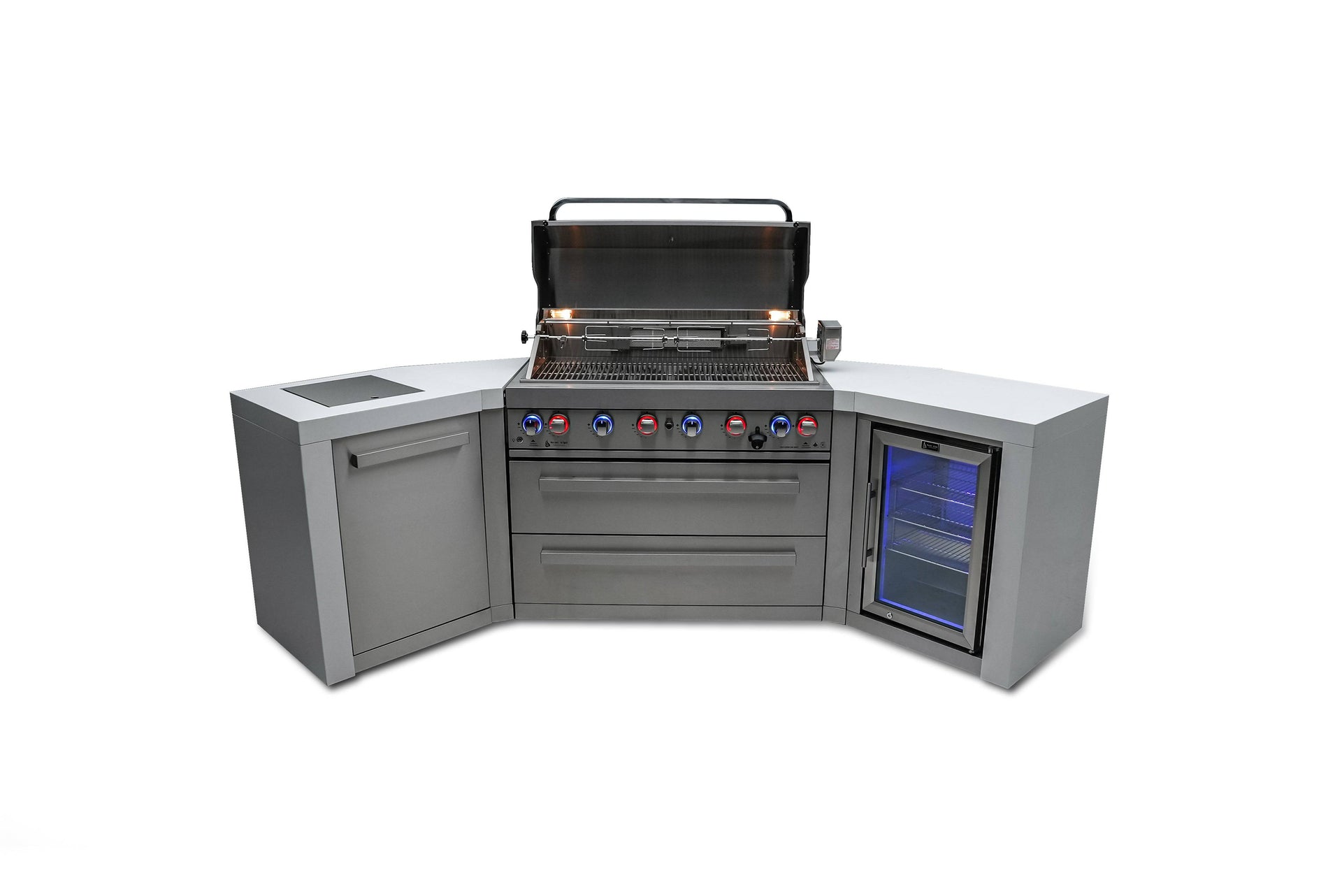 805 6-Burner Deluxe Island w/ Fridge & 45 Degree Corners