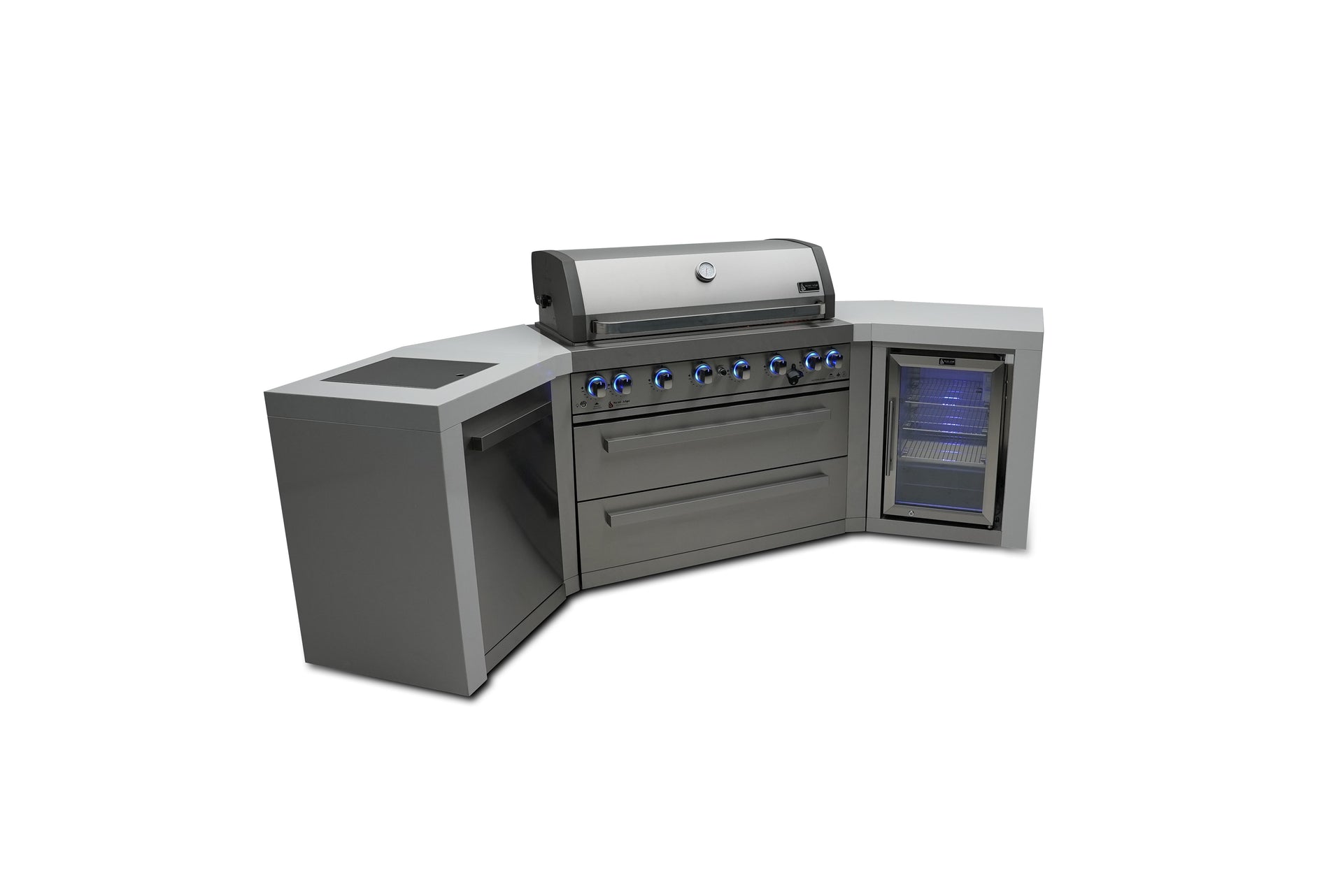 805 6-Burner Deluxe Island w/ Fridge & 45 Degree Corners