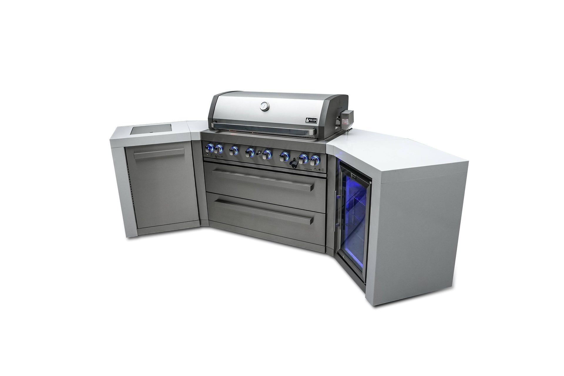 805 6-Burner Deluxe Island w/ Fridge & 45 Degree Corners