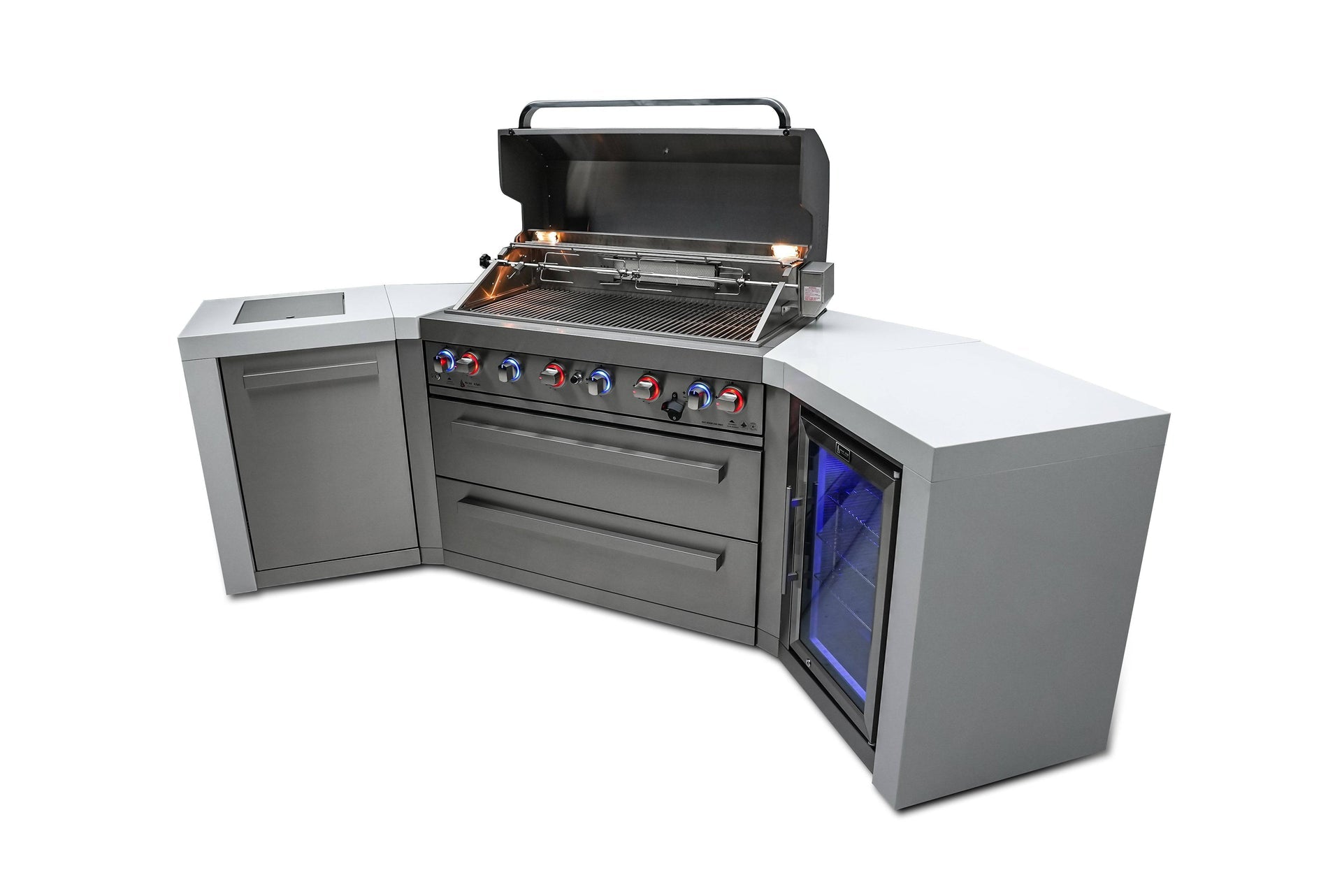 805 6-Burner Deluxe Island w/ Fridge & 45 Degree Corners