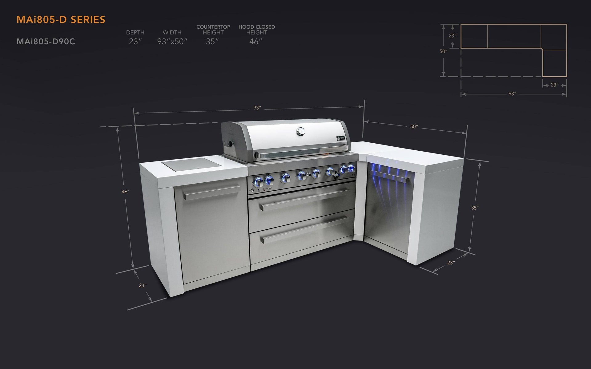 805 6-Burner Deluxe L-Shape Island