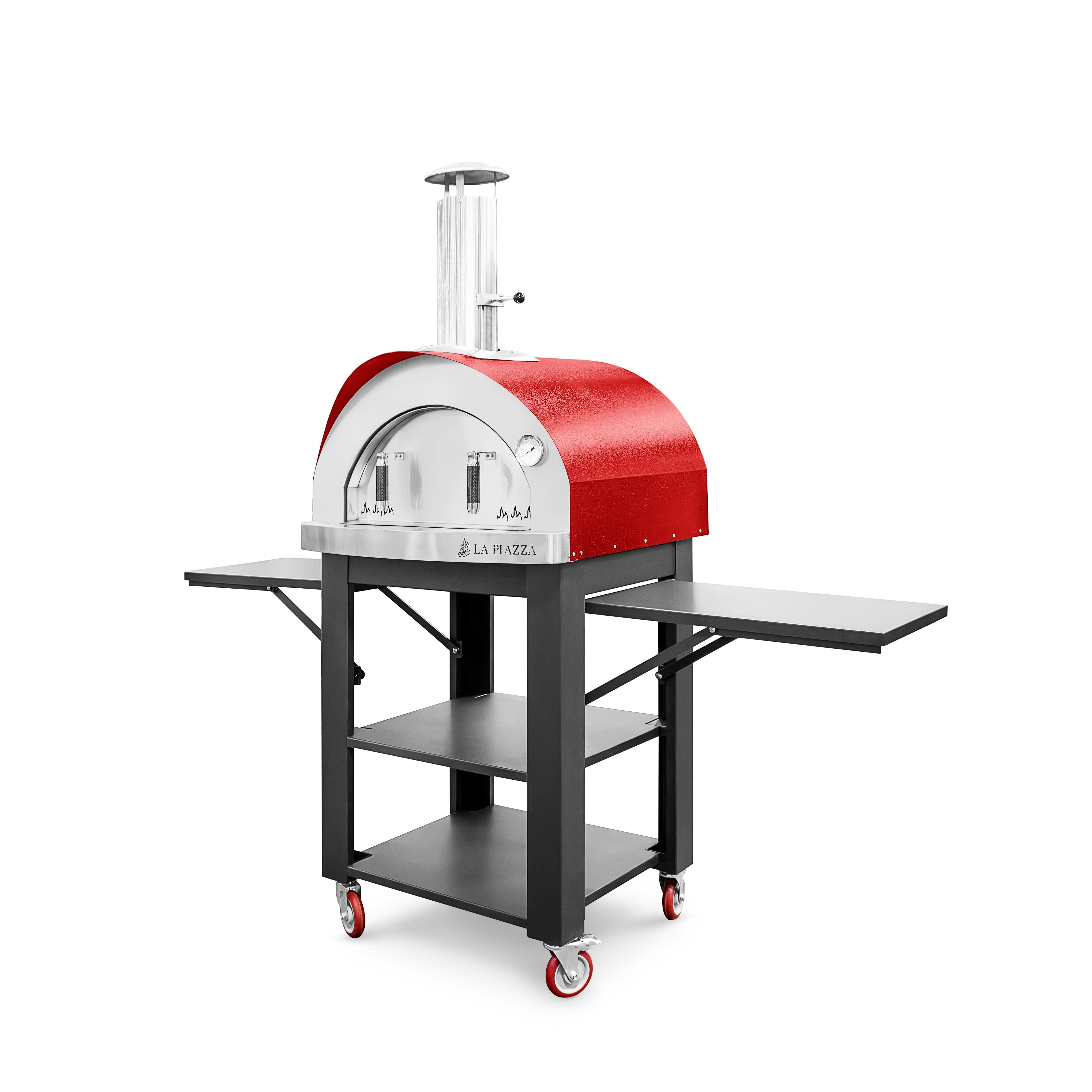 Piccolo Wood Oven with Stainless Steel Base - Red