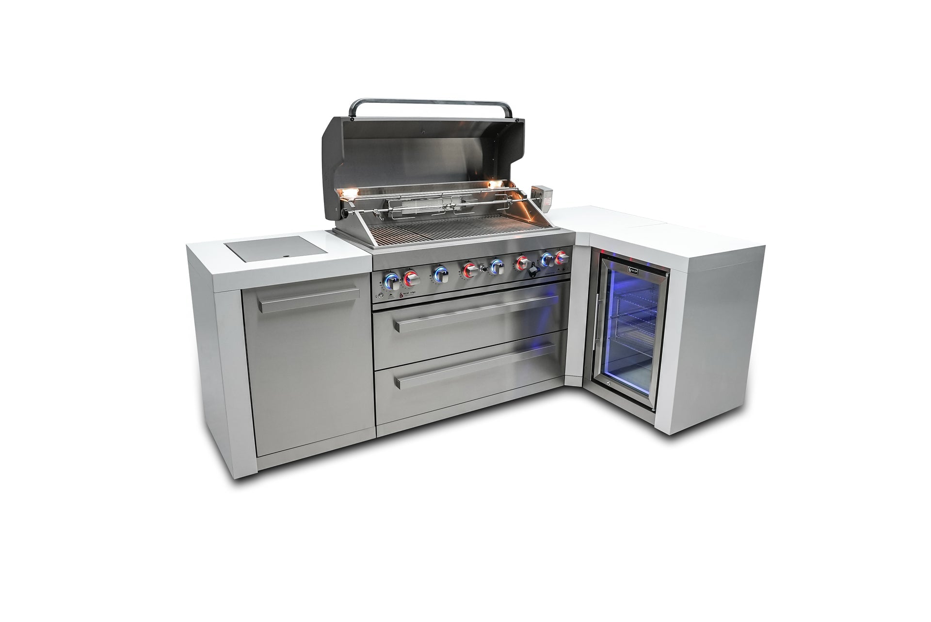 805 6-Burner Deluxe L-Shape Island w/ Fridge