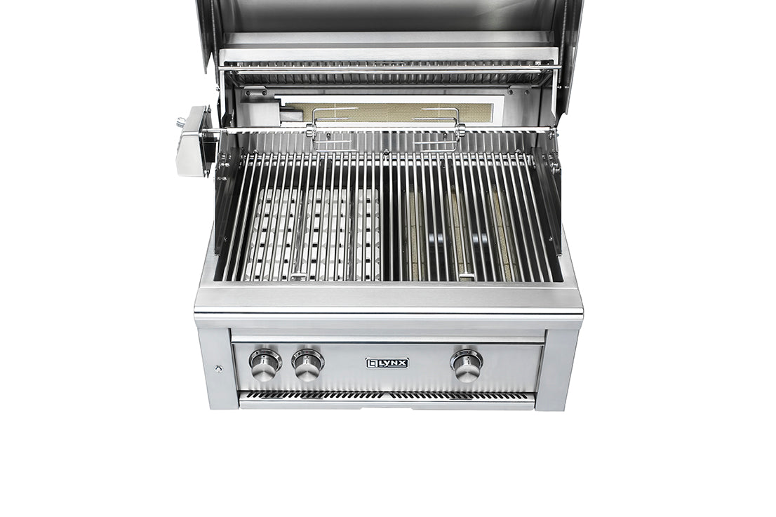 30" Professional Built-in Grill with 1 Trident Infrared Burner and 1 Ceramic Burner and Rotisserie (L30TR)