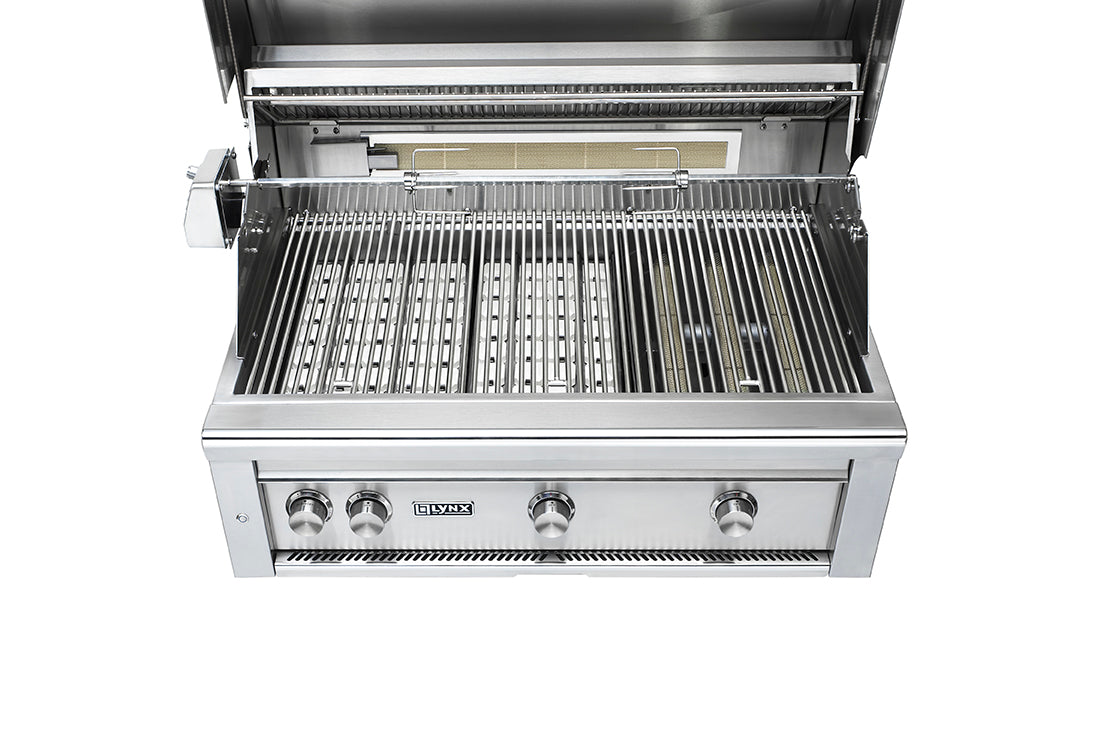 36" Professional Freestanding Grill with 1 Trident Infrared Burner and 2 Ceramic Burners and Rotisserie (L36TRF)