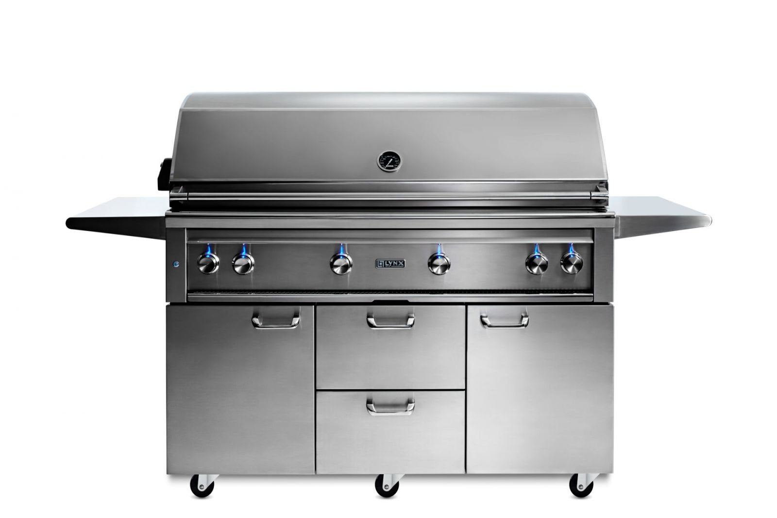 54" Professional Freestanding Grill with 1 Trident Infrared Burner and 3 Ceramic Burners and Rotisserie (L54TRF)