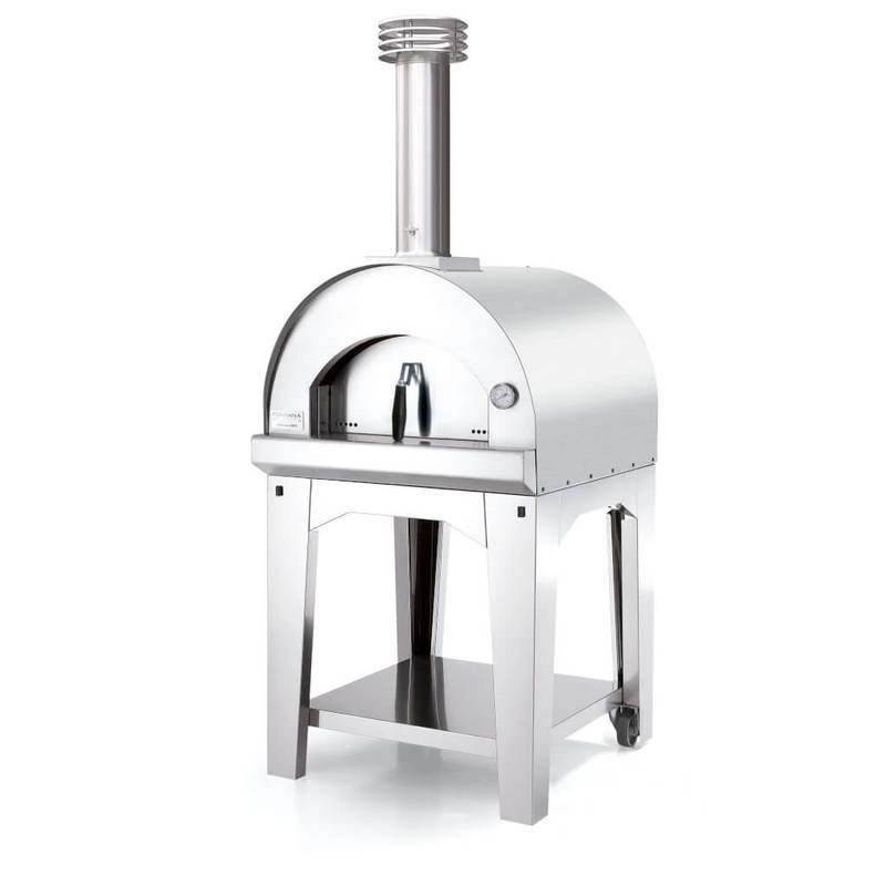 Margherita Wood Oven on Stainless Cart